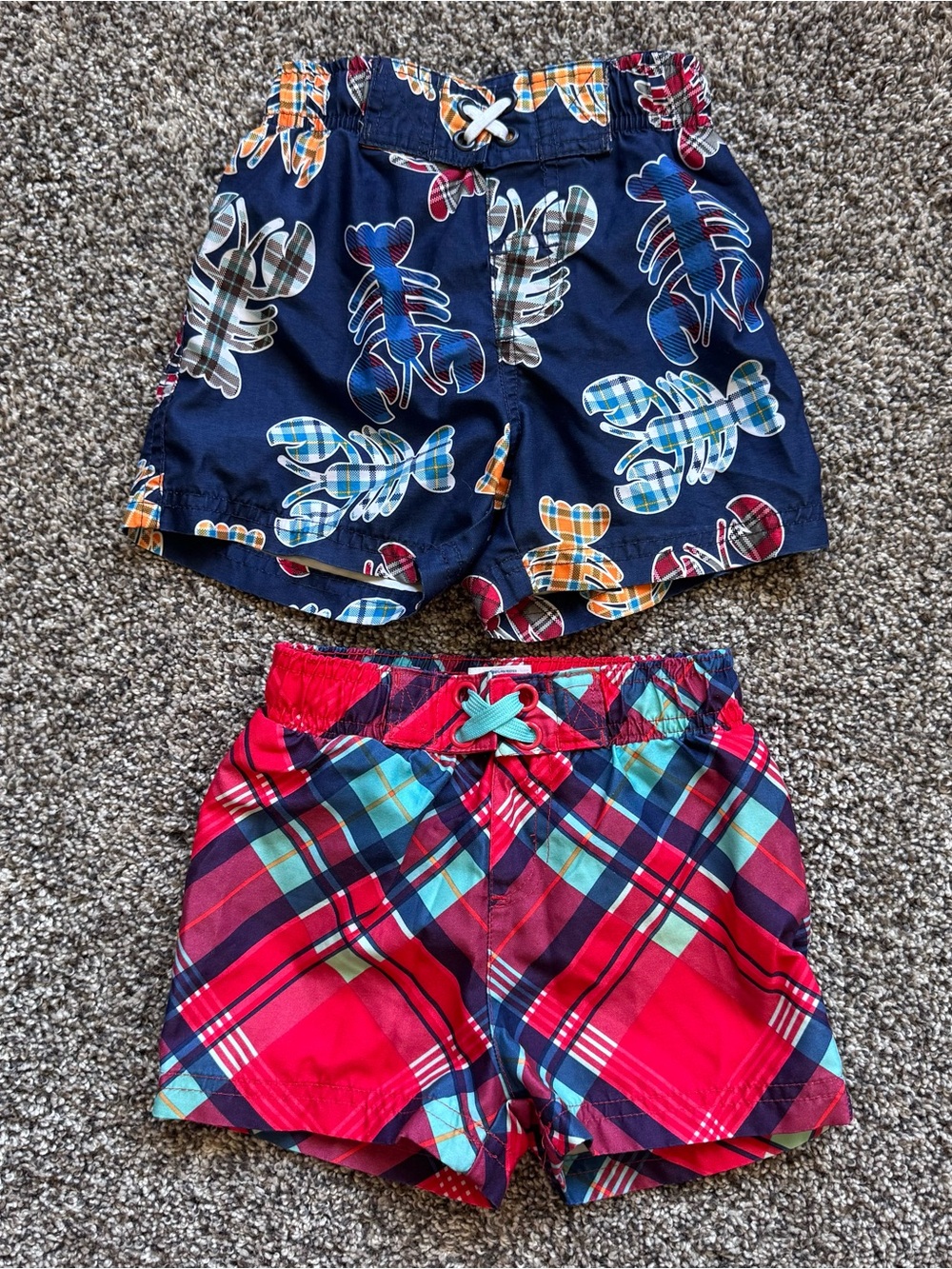 Circo Boys Navy Lobster & Red Plaid Swim Trunks Set